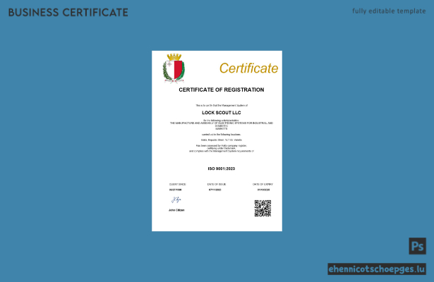 Beispiel für ein maltesisches Gewerberegistrierungszertifikat (Word- und PDF-Datei)